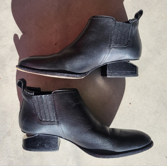 Alexander Wang Kori Bootie With Rhodium Leather Black Chelsea Ankle Cutout 37.5 - Picture 5 of 16